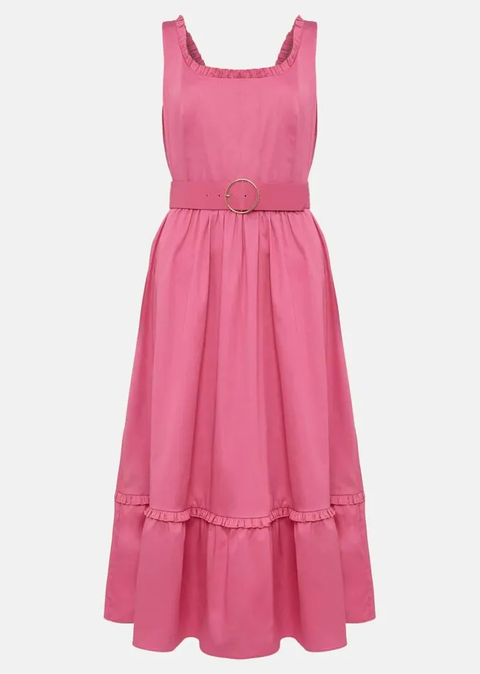 Tanya Belted Midaxi Dress Candy Pink Women Phase Eight Dresses