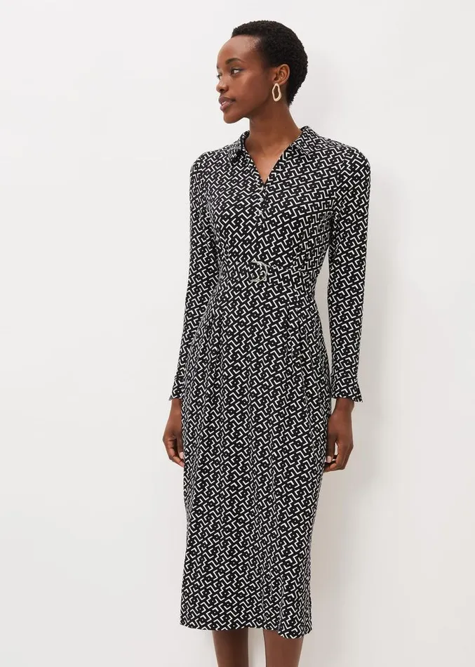 Teigan Abstract Print Midi Dress Blackivory Women Phase Eight Dresses