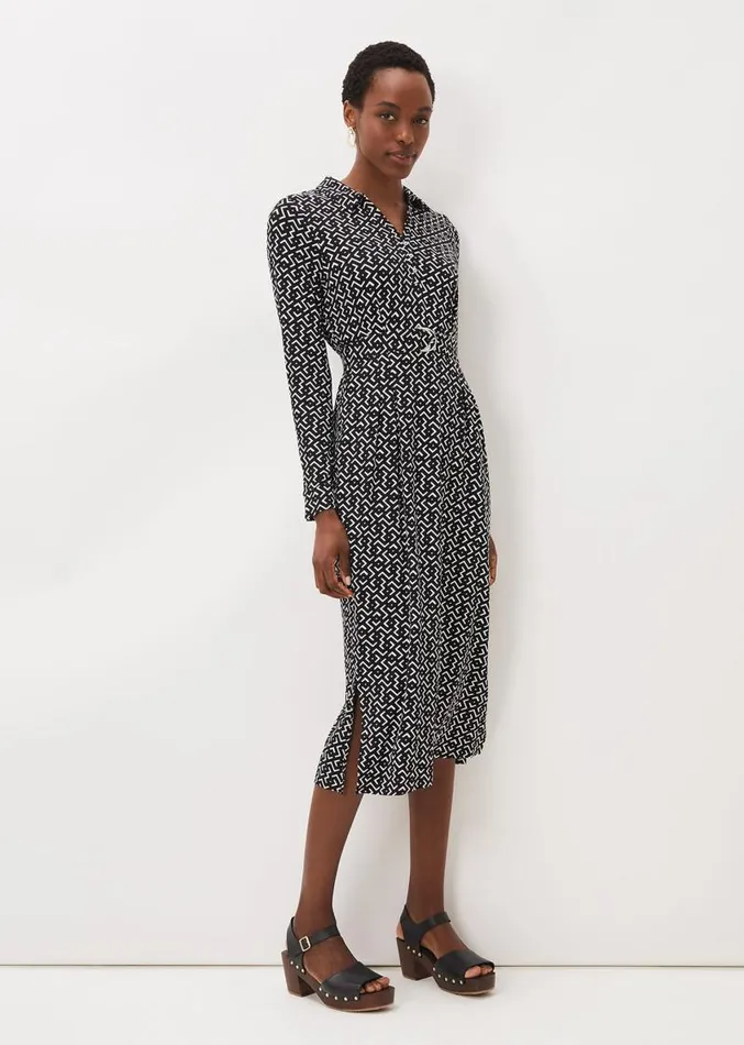 Teigan Abstract Print Midi Dress Blackivory Women Phase Eight Dresses