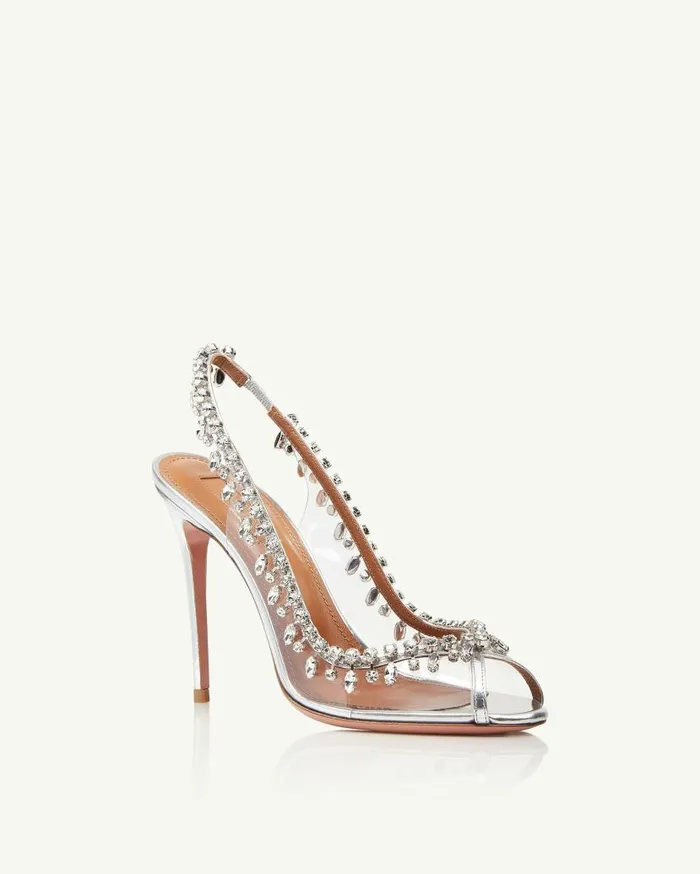 Temptation Crystal Sandal 105 Silver Women Aquazzura Bridal