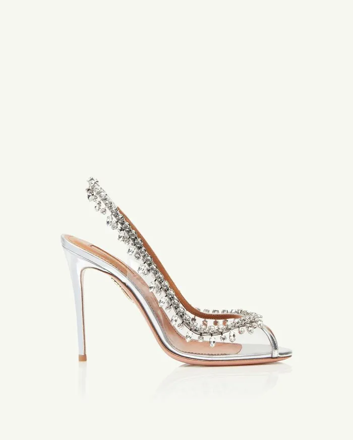 Temptation Crystal Sandal 105 Silver Women Aquazzura Bridal Temptation Crystal Sandal 105 Silver Women Aquazzura Bridal