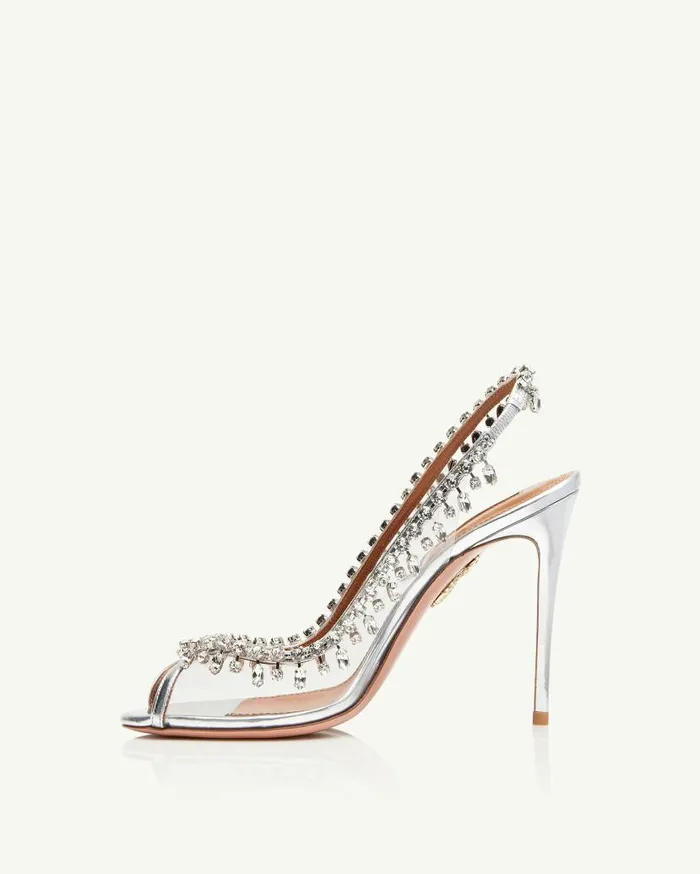 Temptation Crystal Sandal 105 Silver Women Aquazzura Bridal Temptation Crystal Sandal 105 Silver Women Aquazzura Bridal