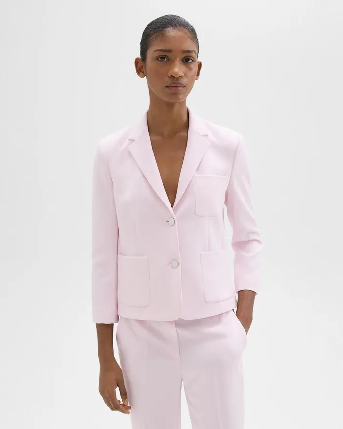 Theory Blazers Jackets Boxy Patch Pocket Blazer In Admiral Crepe Bloom 8211 Women
