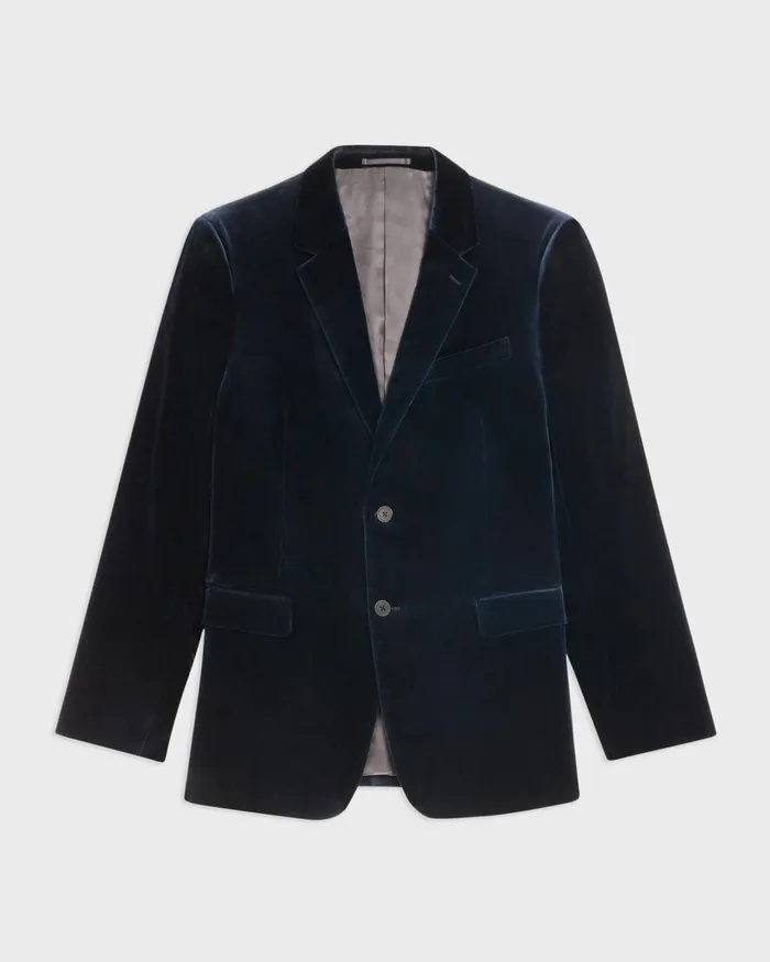 Theory Blazers Jackets Chambers Blazer In Stretch Velvet Baltic 8211 Men
