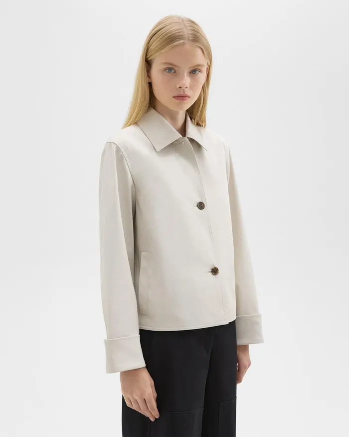 Theory Blazers Jackets Cuffed Oversize Jacket In CottonBlend Sand 8211 Women