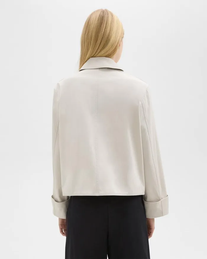 Theory Blazers Jackets Cuffed Oversize Jacket In CottonBlend Sand 8211 Women