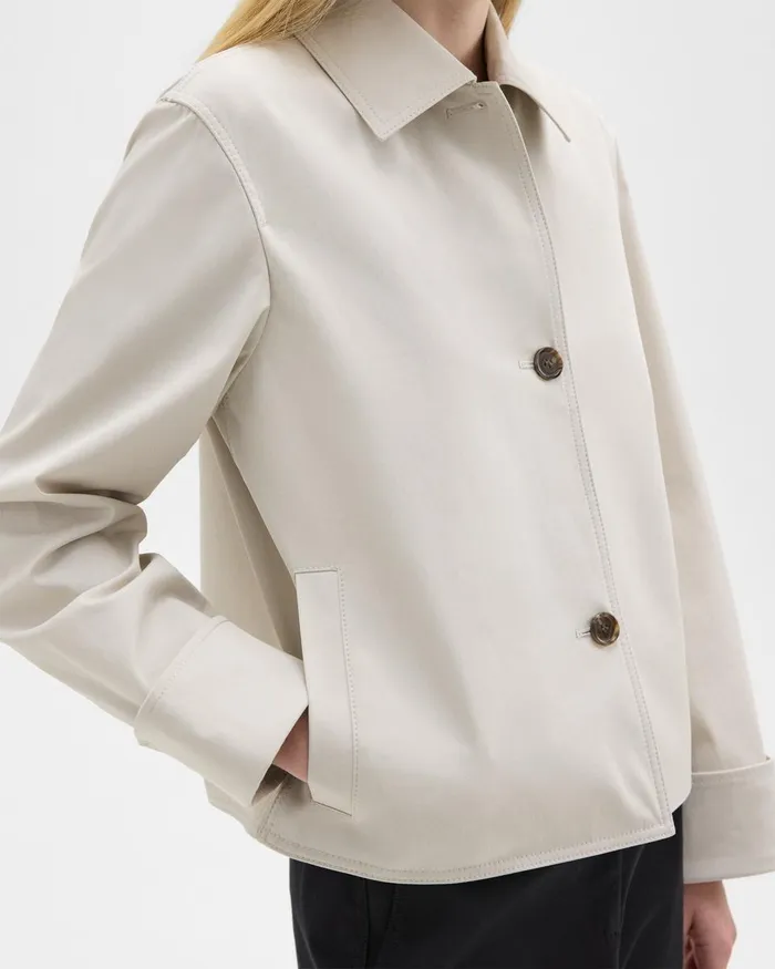 Theory Blazers Jackets Cuffed Oversize Jacket In CottonBlend Sand 8211 Women