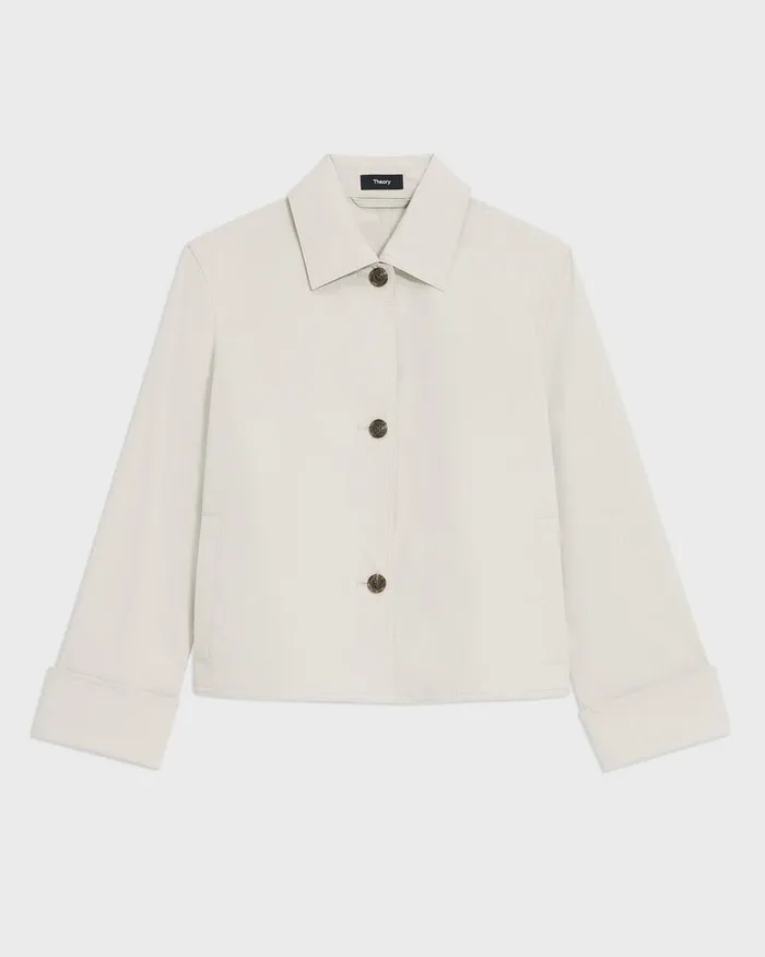 Theory Blazers Jackets Cuffed Oversize Jacket In CottonBlend Sand 8211 Women