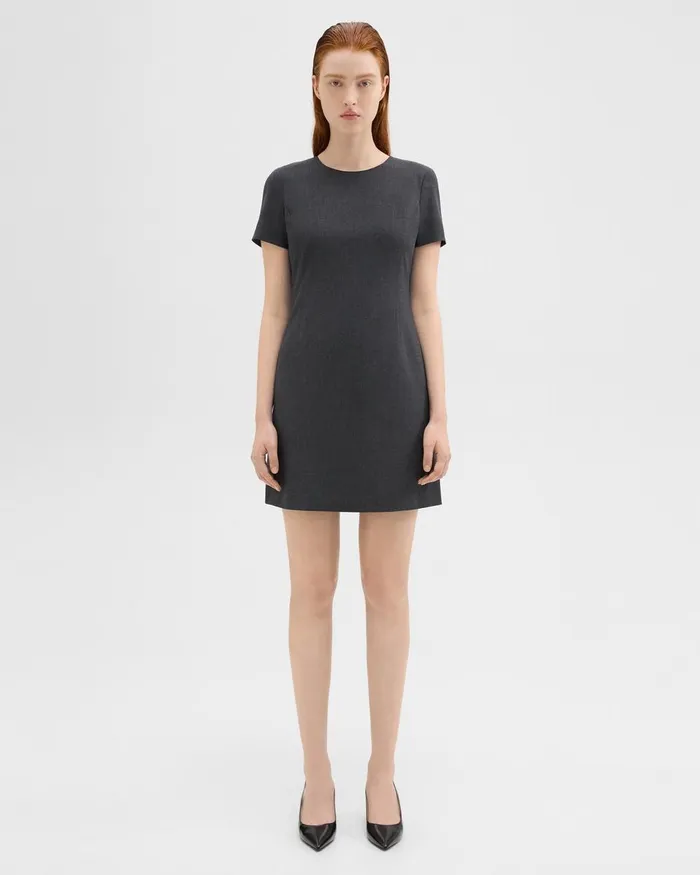 Theory Dresses Sheath Dress In Good Wool Charcoal Melange 8211 Women