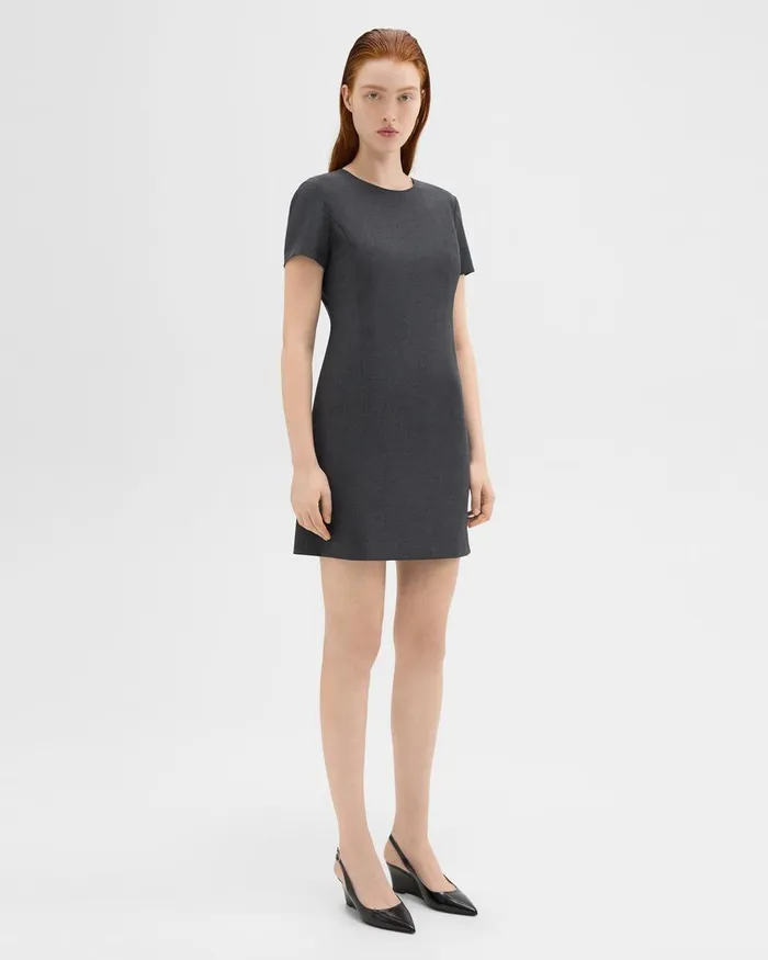 Theory Dresses Sheath Dress In Good Wool Charcoal Melange 8211 Women