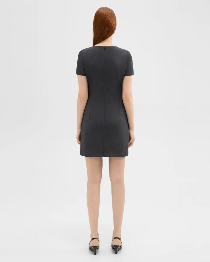 Theory Dresses Sheath Dress In Good Wool Charcoal Melange 8211 Women