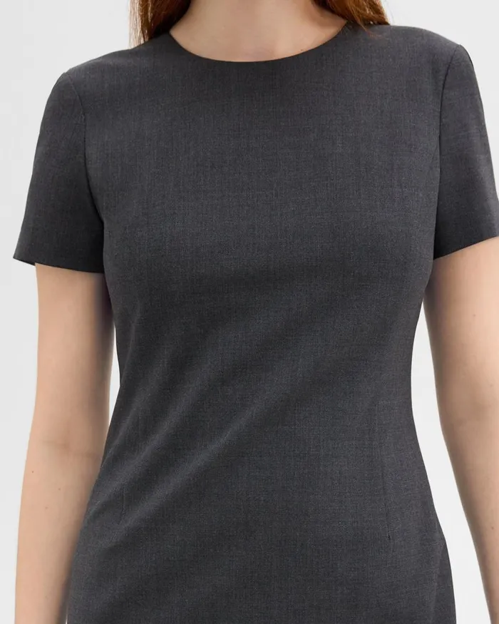Theory Dresses Sheath Dress In Good Wool Charcoal Melange 8211 Women