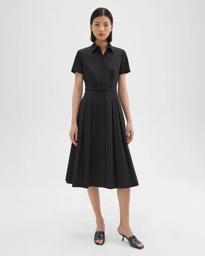 Theory Dresses ShortSleeve Shirt Dress In Good Cotton Black 8211 Women