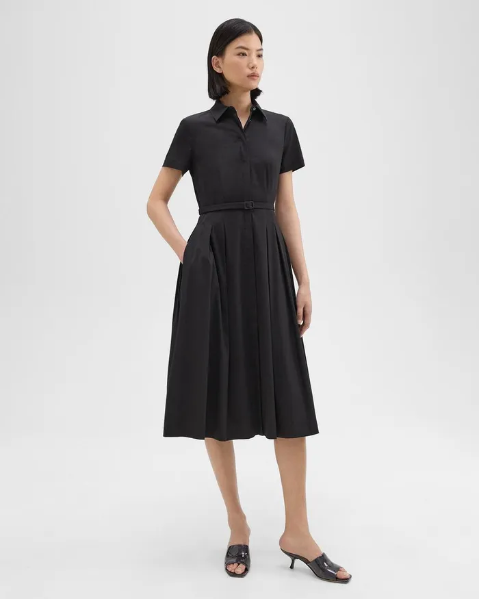 Theory Dresses ShortSleeve Shirt Dress In Good Cotton Black 8211 Women