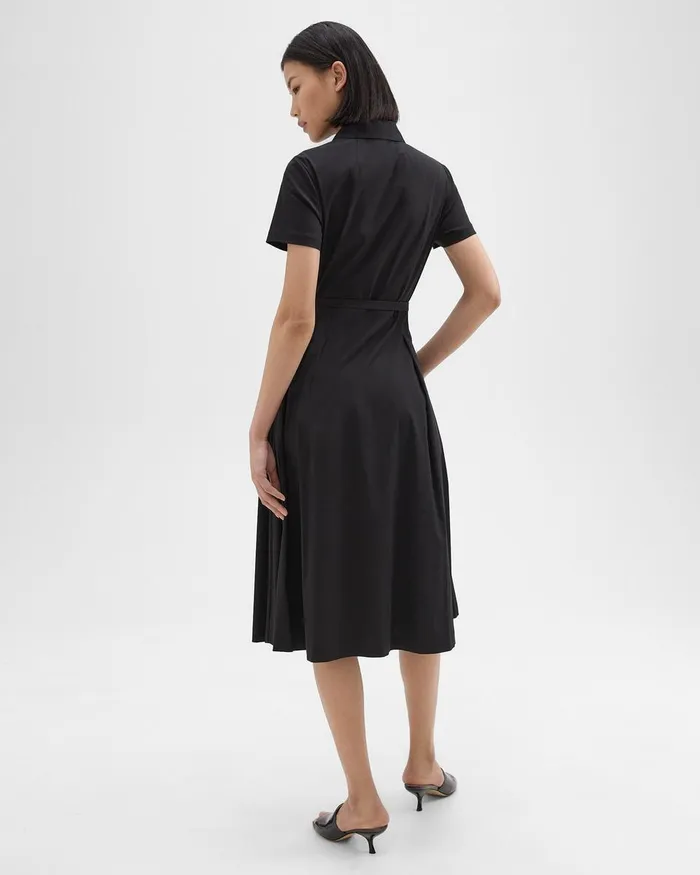 Theory Dresses ShortSleeve Shirt Dress In Good Cotton Black 8211 Women