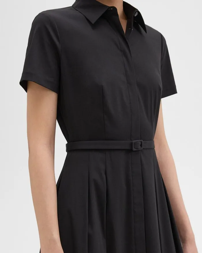 Theory Dresses ShortSleeve Shirt Dress In Good Cotton Black 8211 Women