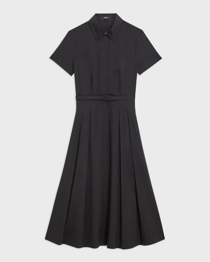 Theory Dresses ShortSleeve Shirt Dress In Good Cotton Black 8211 Women