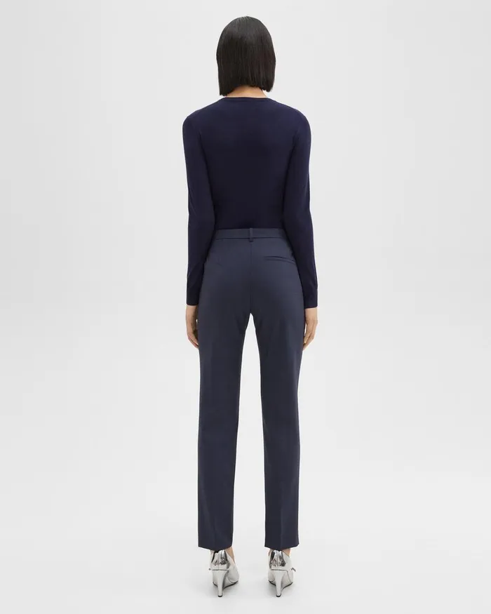 Theory Pants Treeca Full Length Pant In Good Wool Nocturne Navy 8211 Women