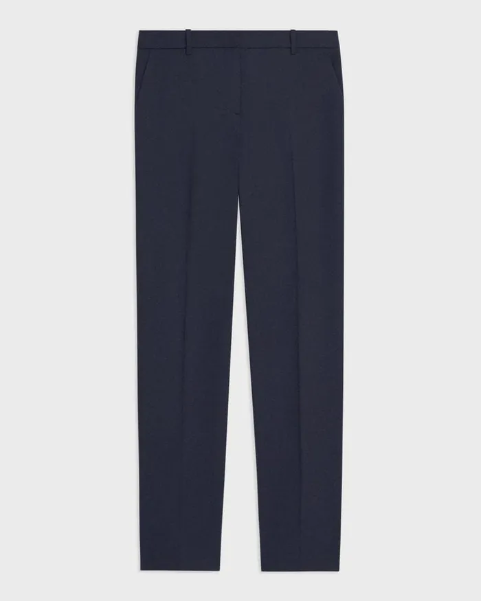 Theory Pants Treeca Full Length Pant In Good Wool Nocturne Navy 8211 Women