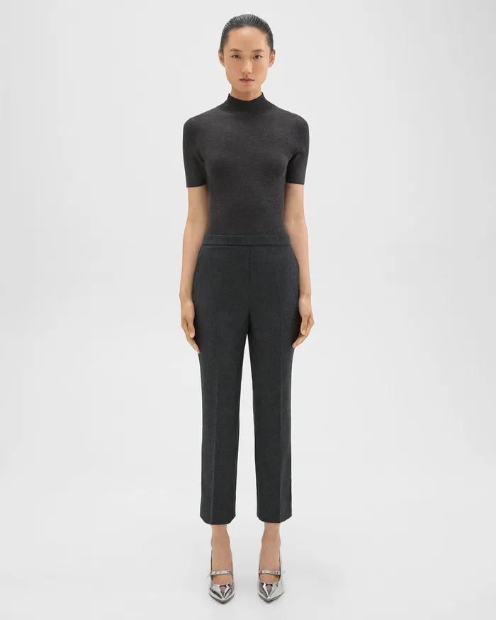 Theory Pants Treeca PullOn Pant In Sleek Flannel New Charcoal Melange 8211 Women
