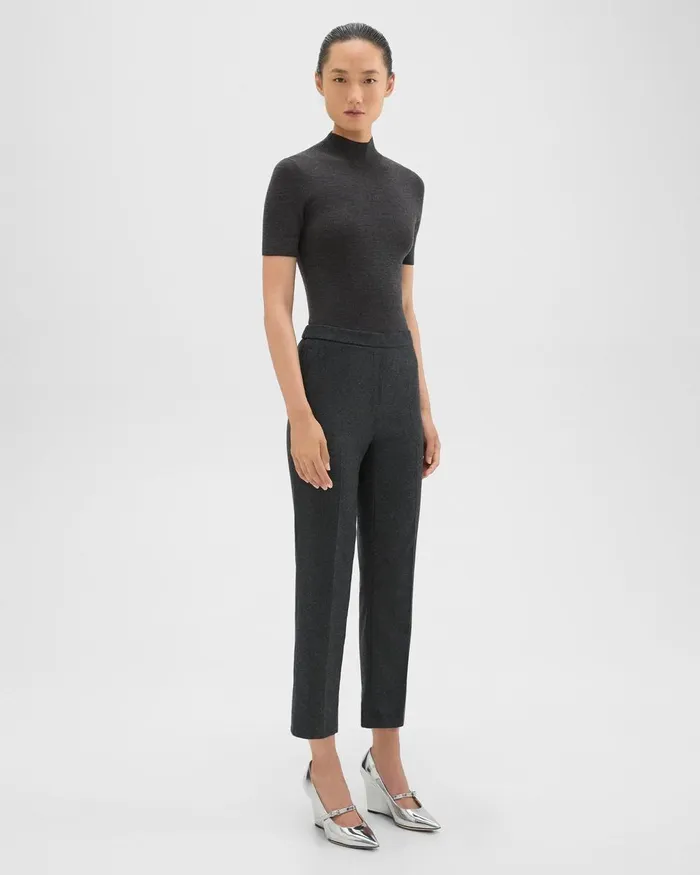 Theory Pants Treeca PullOn Pant In Sleek Flannel New Charcoal Melange 8211 Women