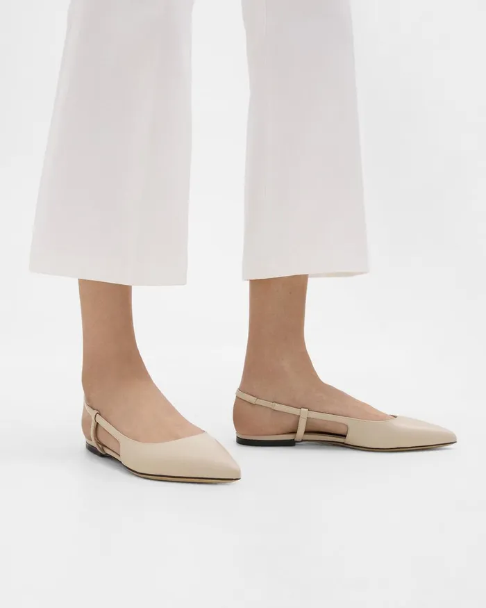 Theory Shoes Slingback Flat In Leather Light Nude 8211 Women