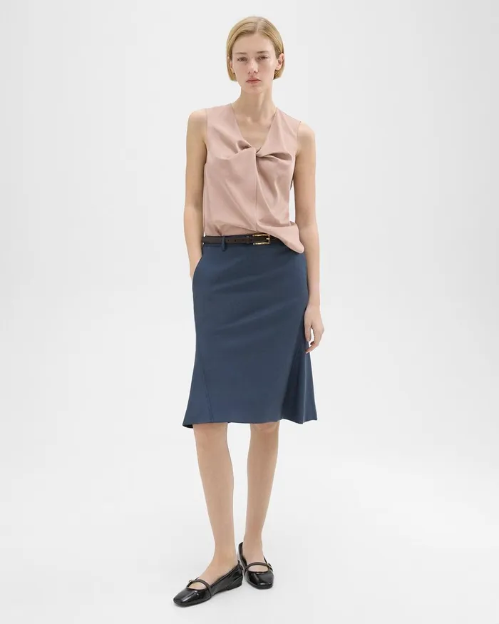 Theory Skirts Wool Gabardine Trumpet Skirt Bluestone 8211 Women