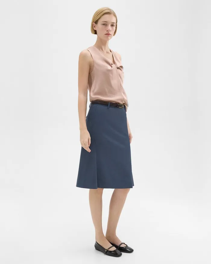 Theory Skirts Wool Gabardine Trumpet Skirt Bluestone 8211 Women