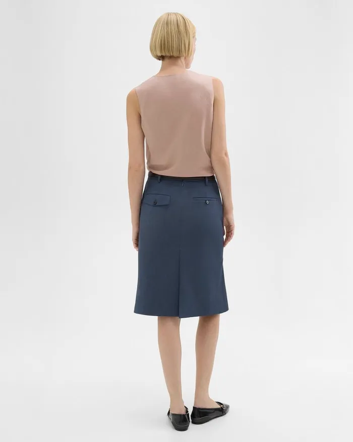 Theory Skirts Wool Gabardine Trumpet Skirt Bluestone 8211 Women