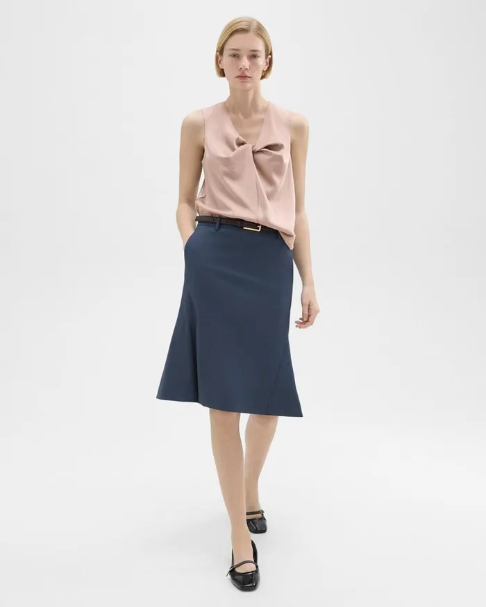 Theory Skirts Wool Gabardine Trumpet Skirt Bluestone 8211 Women