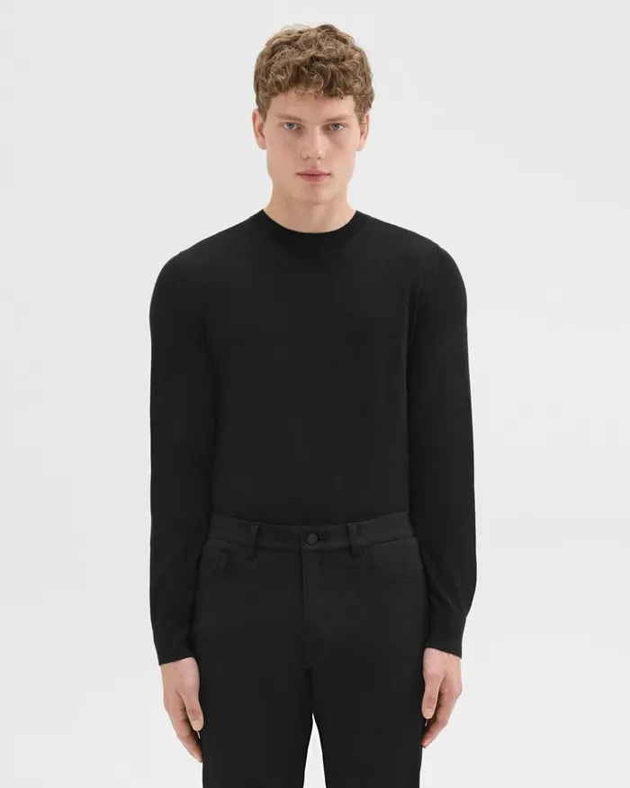 Theory Sweaters Cardigans Crewneck Sweater In Regal Wool Black 8211 Men