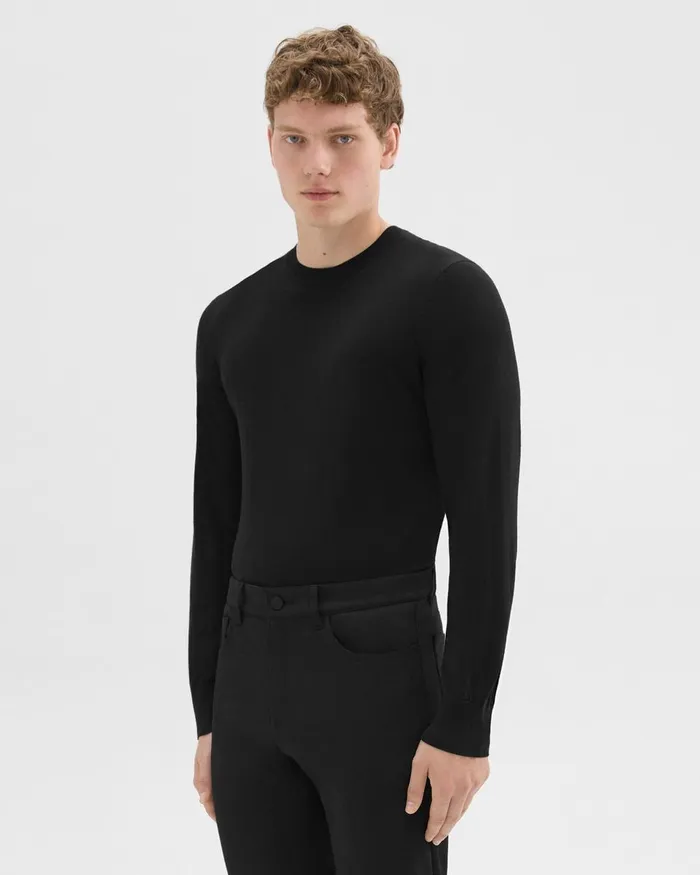 Theory Sweaters Cardigans Crewneck Sweater In Regal Wool Black 8211 Men