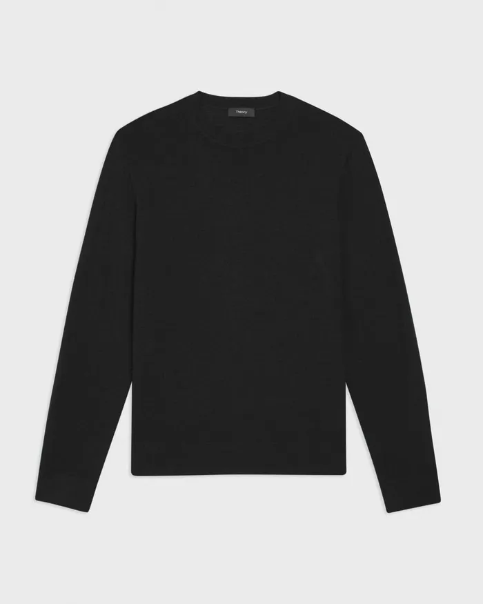 Theory Sweaters Cardigans Crewneck Sweater In Regal Wool Black 8211 Men