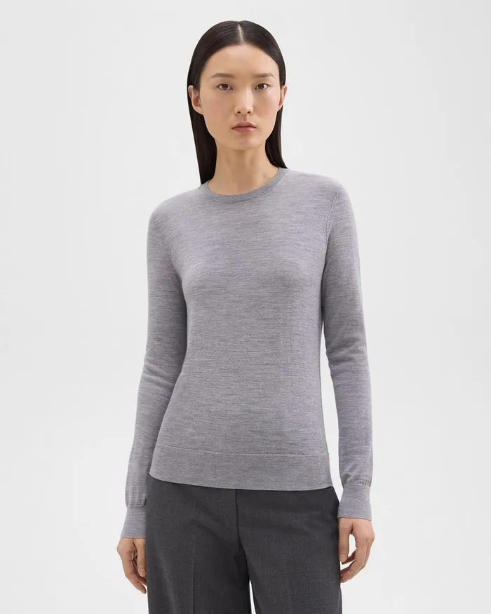Theory Sweaters Cardigans Crewneck Sweater In Regal Wool Cool Heather Grey 8211 Women