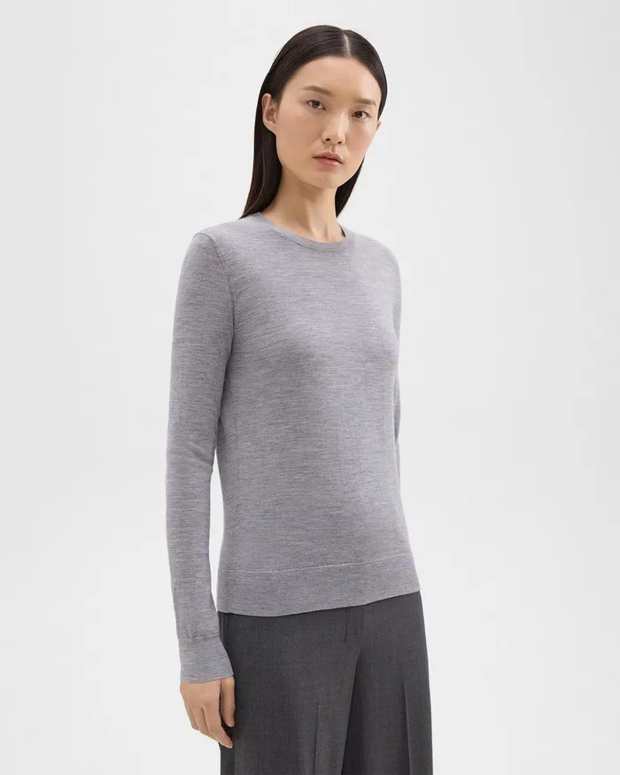 Theory Sweaters Cardigans Crewneck Sweater In Regal Wool Cool Heather Grey 8211 Women