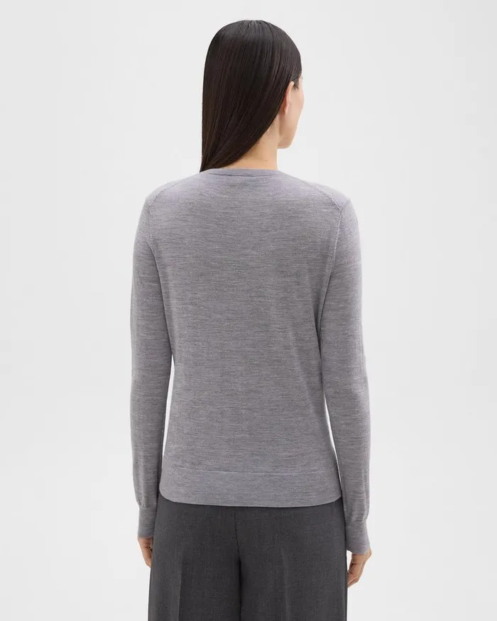 Theory Sweaters Cardigans Crewneck Sweater In Regal Wool Cool Heather Grey 8211 Women
