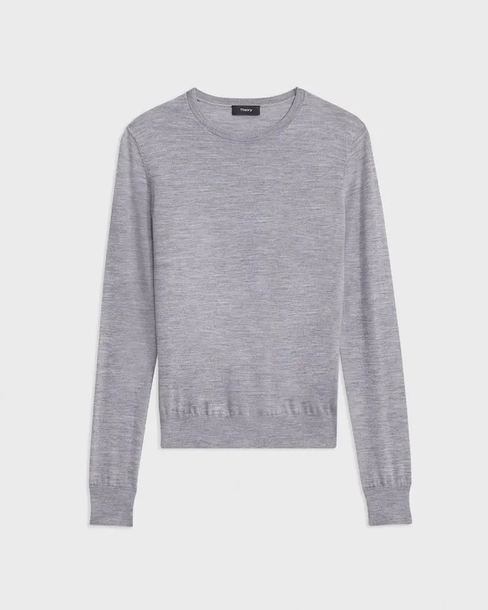 Theory Sweaters Cardigans Crewneck Sweater In Regal Wool Cool Heather Grey 8211 Women
