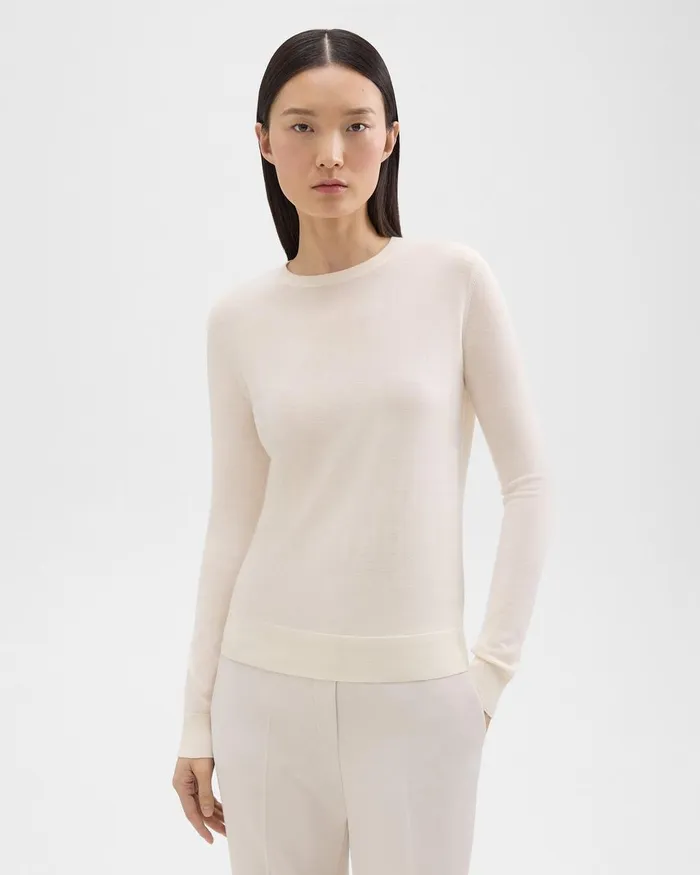 Theory Sweaters Cardigans Crewneck Sweater In Regal Wool New Ivory 8211 Women