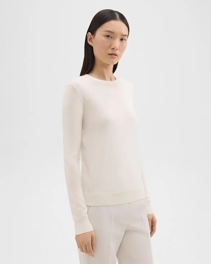 Theory Sweaters Cardigans Crewneck Sweater In Regal Wool New Ivory 8211 Women
