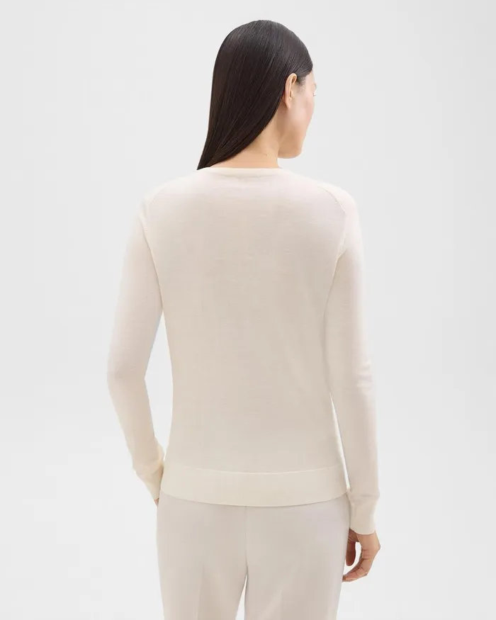 Theory Sweaters Cardigans Crewneck Sweater In Regal Wool New Ivory 8211 Women