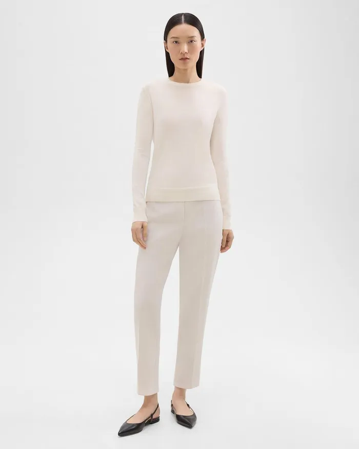 Theory Sweaters Cardigans Crewneck Sweater In Regal Wool New Ivory 8211 Women