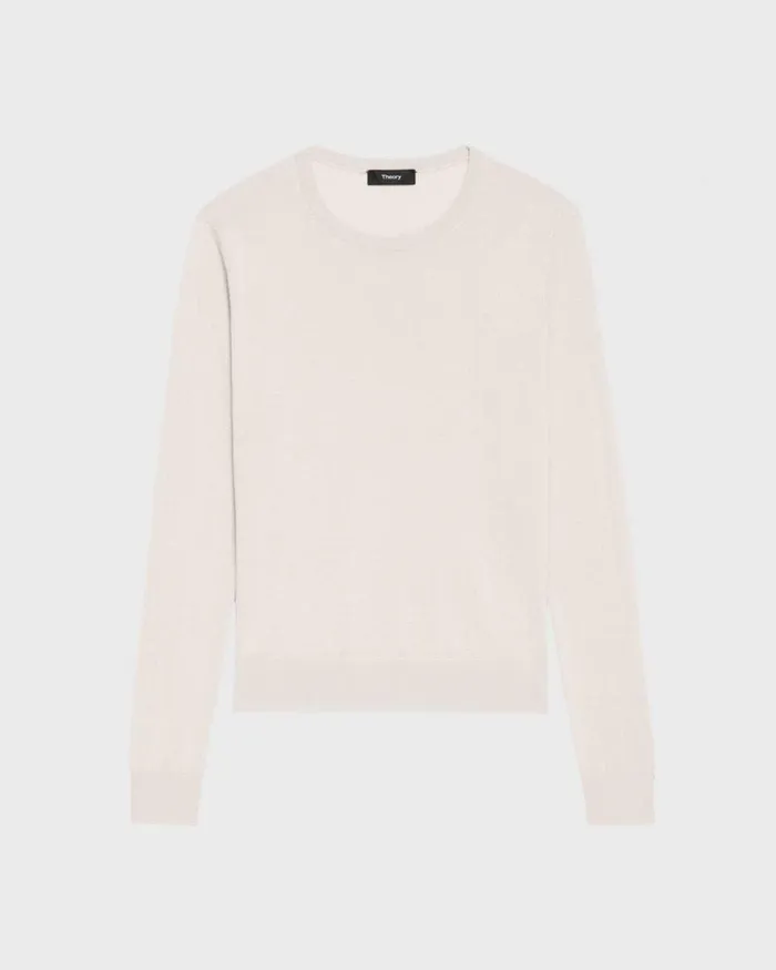 Theory Sweaters Cardigans Crewneck Sweater In Regal Wool New Ivory 8211 Women