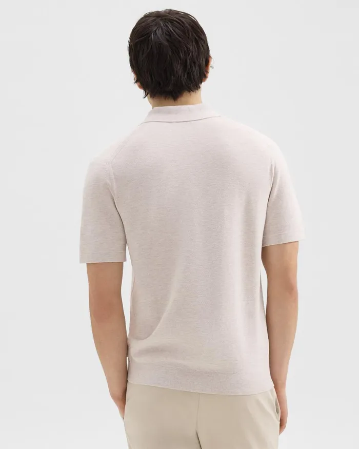 Theory Sweaters Cardigans Goris Piqu Polo Shirt In Light Bilen Melange Ivory 8211 Men