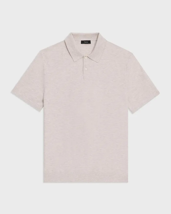 Theory Sweaters Cardigans Goris Piqu Polo Shirt In Light Bilen Melange Ivory 8211 Men