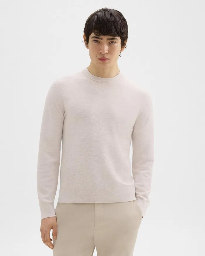 Theory Sweaters Cardigans Riland Sweater In Light Bilen Melange Ivory 8211 Men