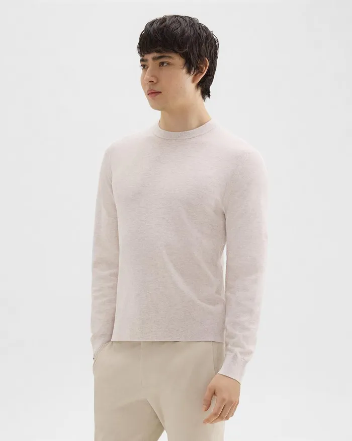 Theory Sweaters Cardigans Riland Sweater In Light Bilen Melange Ivory 8211 Men