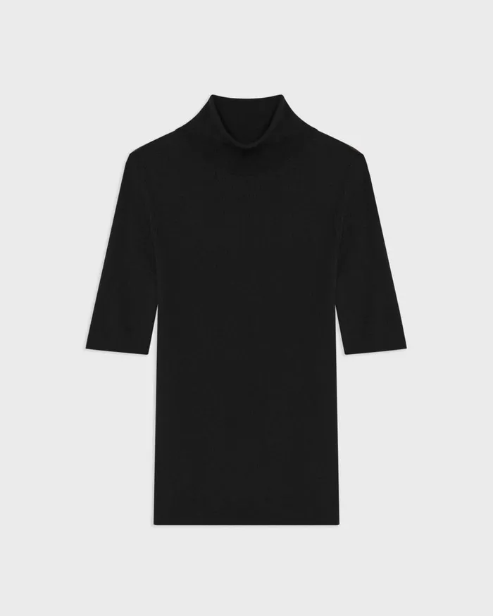 Theory Sweaters Cardigans ShortSleeve Turtleneck In Merino Wool Black 8211 Women