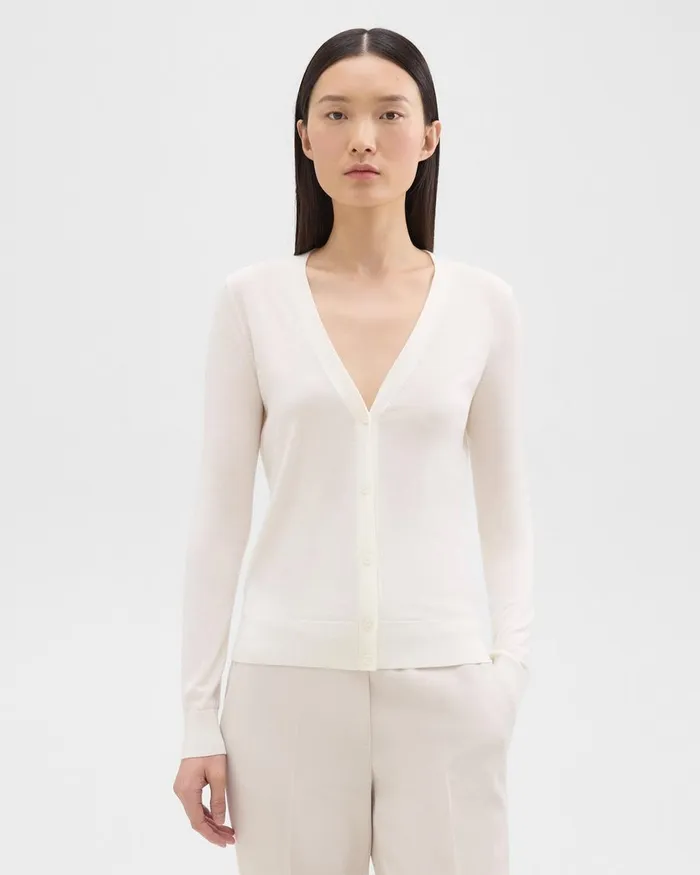 Theory Sweaters Cardigans VNeck Cardigan In Regal Wool New Ivory 8211 Women