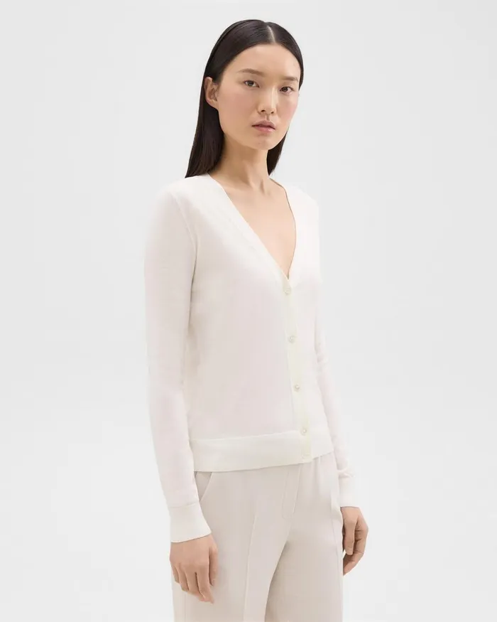 Theory Sweaters Cardigans VNeck Cardigan In Regal Wool New Ivory 8211 Women