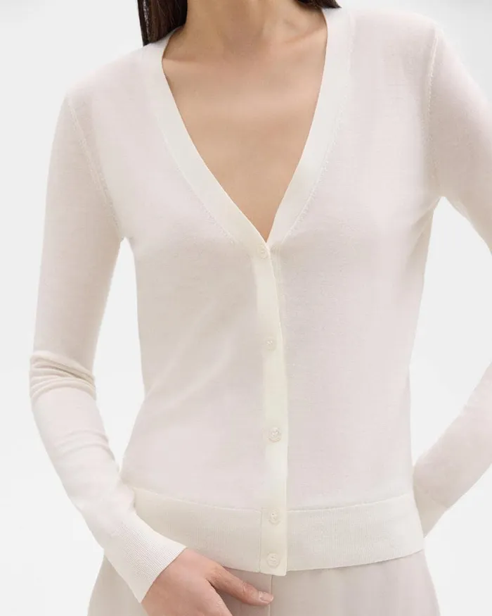 Theory Sweaters Cardigans VNeck Cardigan In Regal Wool New Ivory 8211 Women
